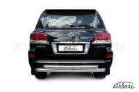 Защита заднего бампера Arbori d76+d76 двойная радиусная LEXUS LX-570 2012-