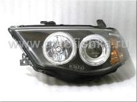 Mitsubishi L200 Triton (2005-) фары передние линзовые со светящимися ободками, черные, комплект 2 шт.