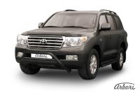 Защита передняя Arbori d76 низкая широкий с перемычкой черная TOYOTA LAND CRUISER 200 2007-2012