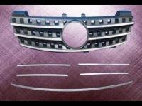 Mercedes Benz ML W164 (05-) накладка на решетку радиатора из нержавеющей стали, молдинги, комплект 5 шт.