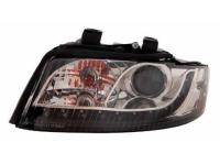 Audi A4 (01-04) фары передние линзовые черные, со светодиодной подсветкой, под электрокорректор, под ксенон, комплект 2 шт.