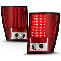 Jeep Grand Cherokee (05-09) фонари задние светодиодные красно-хромированные, комплект 2 шт.