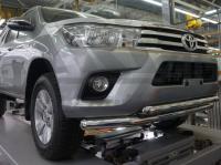 Toyota Hilux (15–) Защита переднего бампера двойная d 76x60 мм, нерж.