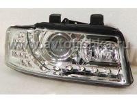 Audi A4 8E2, B6 (01-04) фары передние хромированные, линзовые cветодиодные c DRL