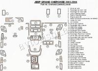 Декоративные накладки салона Jeep Grand Cherokee 2003-2004 полный набор, Overland, Limited, Laredo