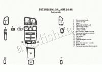 Декоративные накладки салона Mitsubishi Galant 1994-1998 Автоматическая коробка передач, 17 элементов.