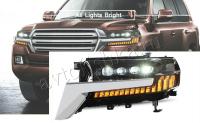 Toyota Land Cruiser FJ200 (15–) передние светодиодные фары | бегущий поворотник | LED