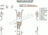 Декоративные накладки салона Mitsubishi Outlander 2003-2004 полный набор, Автоматическая коробка передач
