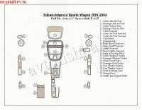Subaru Impreza (01-04) декоративные накладки под дерево или карбон (отделка салона), полный набор, автоматичеcкий климат контроль, sports shift E-4AT, правый руль