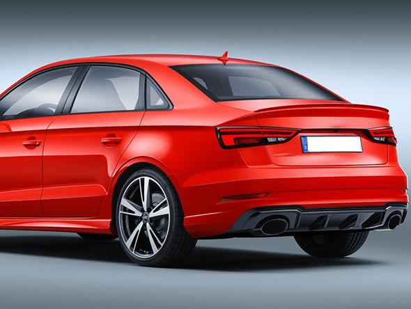 Двойной выхлоп RS3 с черными насадками для Audi A3 S-line 2017-2020