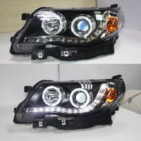Subaru Forester (09-12) фары передние линзовые черные, с подсветкой DRL и светящимися ободками, комплект 2 шт.