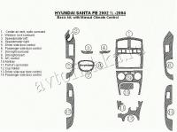 Декоративные накладки салона Hyundai Santa Fe 2002-2004 базовый набор, с ручной Climate Control, 15 элементов.