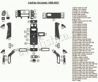 Декоративные накладки салона Cadillac Escalade 1999-2001 полный набор, 47 элементов.