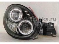 Subaru Impreza GD, GG (00-02) фары передние черные, со светящимися ободками, линзовые