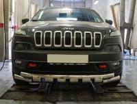Jeep Cherokee (14–) Защита переднего бампера двойная Shark d 76/76 мм, нерж. (Cherokee Тrailhawk)