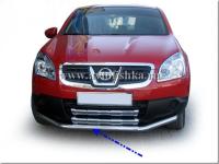 Nissan Qashqai (07-) защита переднего бампера, труба из нержавеющей стали.