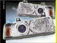 BMW 3 E36 купе фары передние хромированные, со светящимися ободками, комплект 2 шт.
