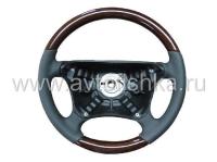 Mercedes W210 (00-02) руль классический, черная кожа - дерево орех