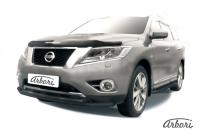 Защита переднего бампера Arbori d57+d57 двойная черная NISSAN PATHFINDER 2014-