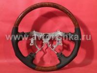 Toyota Land Cruiser 100, Prado 120 (03-) руль спортивный кожаный черный с темными деревянными вставками.