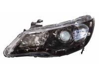 Honda Civic VIII (06-) фары передние линзовые черно-хромированные, со светодиодной подсветкой, под корректор, комплект 2 шт.