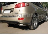 Hyundai Santa Fe 2 (06-09) защита заднего бампера, труба 70 мм