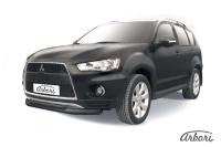 Защита переднего бампера Arbori d76+d57 двойная черная MITSUBISHI OUTLANDER XL NEW 2010-2012