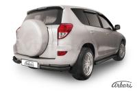 Защита заднего бампера "уголки" Arbori d57 черные TOYOTA RAV-4 2006-2009