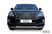 Защита переднего бампера Arbori d76+d76 двойная LEXUS LX-570 2012-