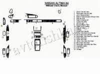 Декоративные накладки салона Nissan Altima 1994-1994 ручной, без часов, без OEM, 23 элементов.