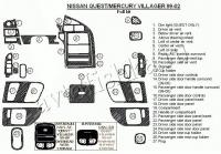 Декоративные накладки салона Nissan Quest 1999-2002 полный набор, 27 элементов.
