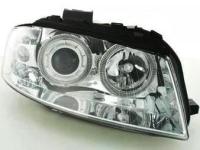 Audi A3 (03-08) фары передние черные ксеноновые, со светящимися ободками, под электрокорректор, комплект 2 шт.