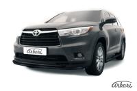 Защита переднего бампера Arbori d57+d42 двойная радиусная TOYOTA HIGHLANDER 2014-