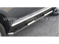Volkswagen Touareg (07-10) пороги боковые, труба 70 мм с накладками