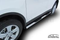 Защита штатных порогов Arbori d76 с проступью TOYOTA RAV-4 2013-