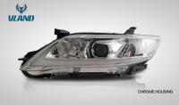 Toyota Camry V40 (09-11) фары передние хромированные, с линзами и дневными ходовыми огнями, в стиле LEXUS, комплект 2 шт.