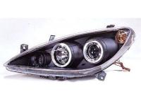 Peugeot 307 (01-05) фары передние линзовые с противотуманным светом со светящимися ободками, с регулирующим мотором, черные