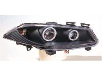 Renault Megane (03-) фары передние линзовые со светящимися ободками, черные