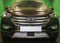 Hyundai Santa Fe (15–) Защита радиатора Premium, хром (с датчиком ACC)