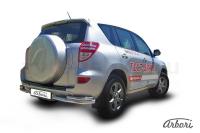 Защита заднего бампера "уголки" Arbori d57+d42 двойные TOYOTA RAV-4 2010-2012