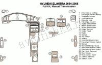 Декоративные накладки салона Hyundai Elantra 2004-2006 полный набор, Механическая коробка передач