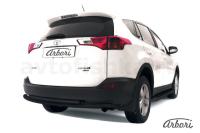 Защита заднего бампера Arbori d57+d57 двойная радиусная черная TOYOTA RAV-4 2013-