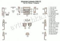 Декоративные накладки салона Mitsubishi Outlander 2008-н.в. полный набор, без навигации