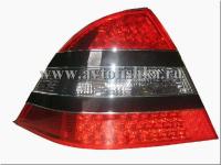 Mercedes S W220 (98-) фонари задние светодиодные красно-тонированные, с черными молдингами, дизайн W221, комплект 2 шт.