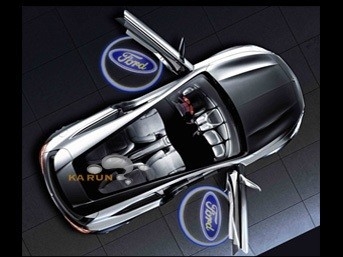 Лазерная подсветка Welcome со светящимся логотипом Hyundai в черном металлическом корпусе, комплект 2 шт.