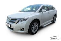 Комплект защиты штатных порогов алюминиевый профиль Arbori "Optima Silver" 1800 серебристая TOYOTA VENZA 2012-