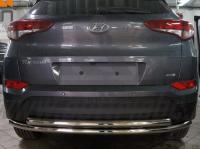 Hyundai Tucson (16–) Защита заднего бампера двойная d 60/60 мм, нерж. (кроме High-tech)