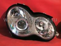 Mercedes C-class W203 (00-03) фары передние линзовые хромированные, под ксенон, с блоками розжига, с корректором, комплект 2 шт.