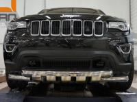 Jeep Grand Cherokee (11–/13–) Защита переднего бампера двойная Shark d 76 мм, нерж.