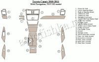 Декоративные накладки салона Toyota Camry 2010-2011 с навигацией, не SE модель.